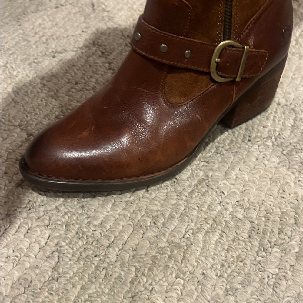 Born Alize Chestnut Leather and Suede Boots - Picture 5 of 16